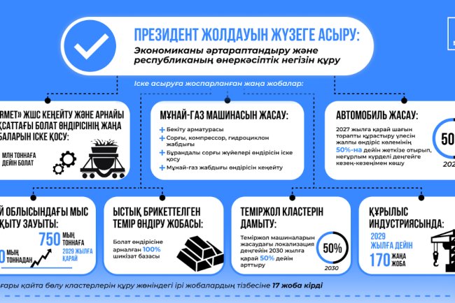 Президент Жолдауын жүзеге асыру: Экономиканы әртараптандыру және республиканың өнеркәсіптік негізін құру